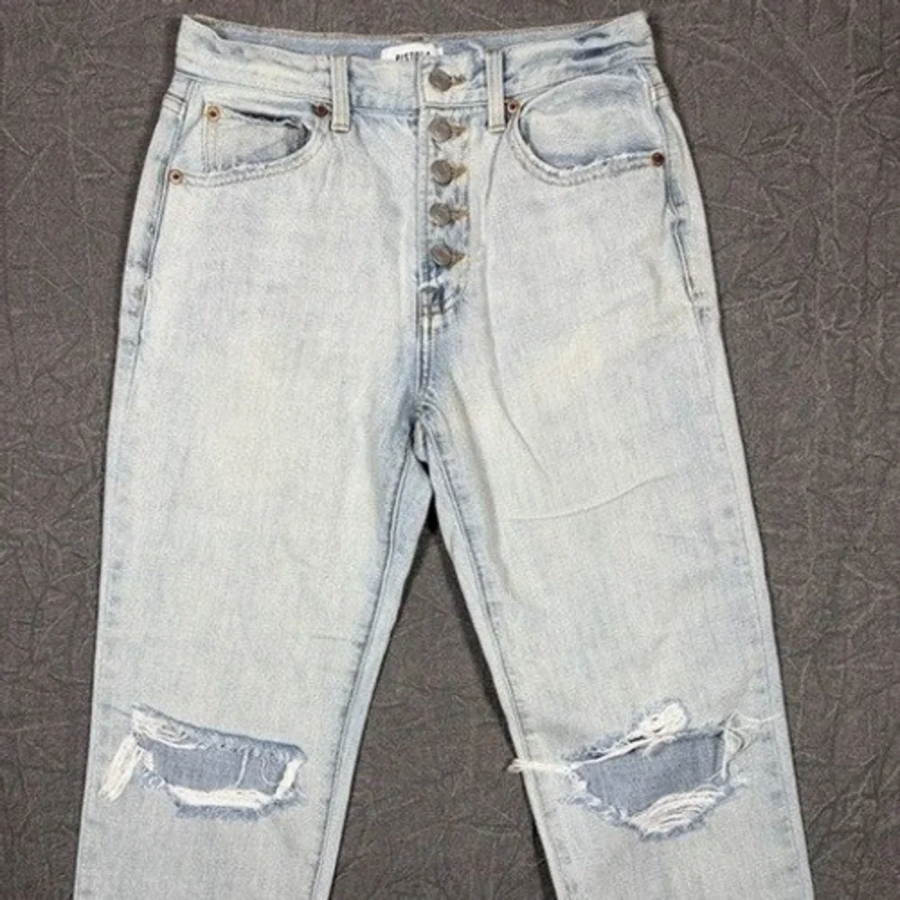 Pistola Lennon High Rise Distressed Straight Leg Jeans Light Wash‎ Blue Size 25